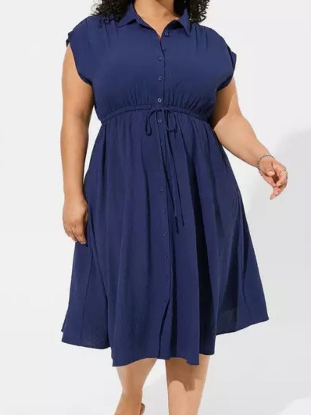 Torrid Navy Dolman Midi Shirtdress